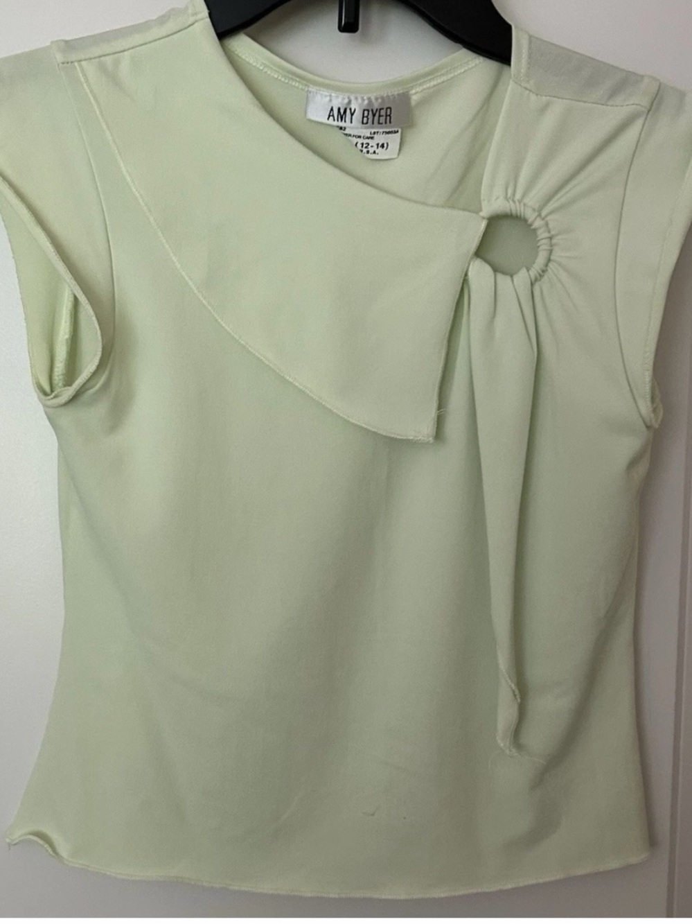 Girls vintage Y2K Amy Byer light green blouse top size lg 12-14 stretch
